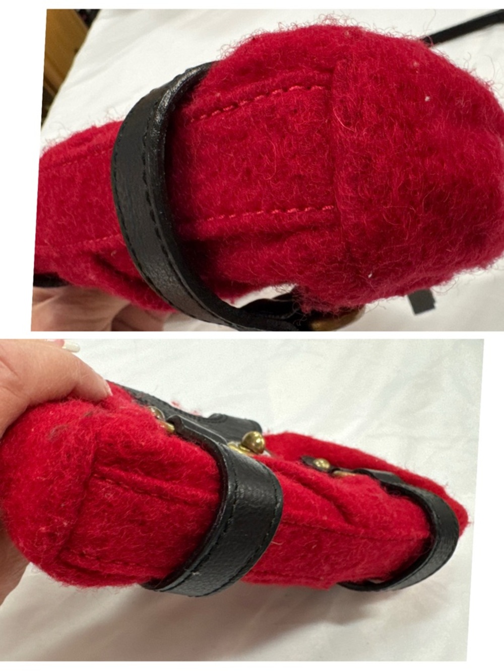 Burberry Blue Label RARE Vintage Red Faux Fur crossbody EUC - Picture 8 of 12